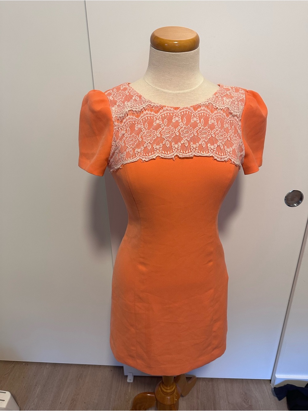 Orange Lace Overlay Mini Dress-vintage Korean ROEM, late 1990s early 2000s